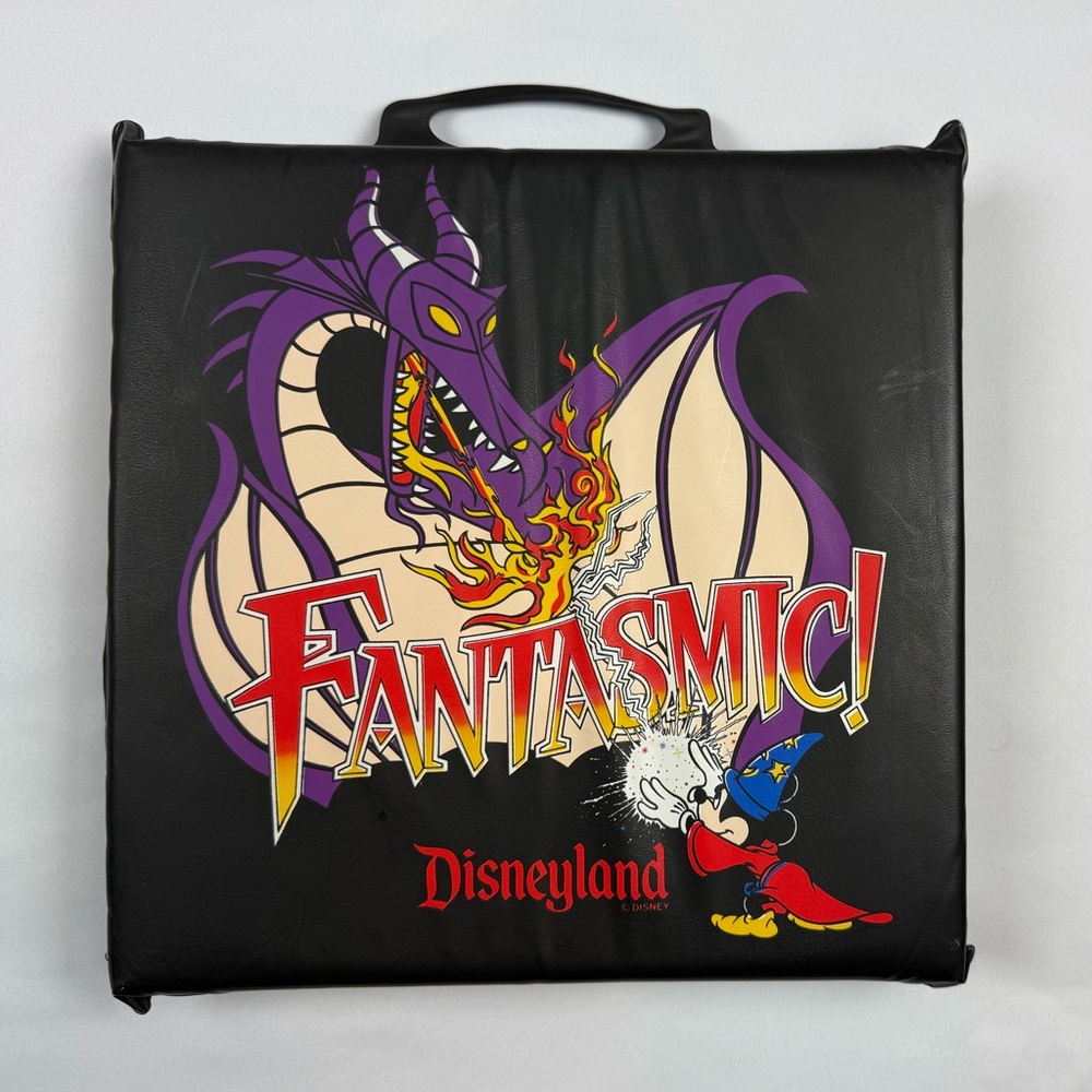 Vtg Walt Disneyland Fantasmic Stadium Seat Cushion 90s Black Mickey Mouse Dragon